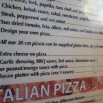 Gluten Free Pizza Menu